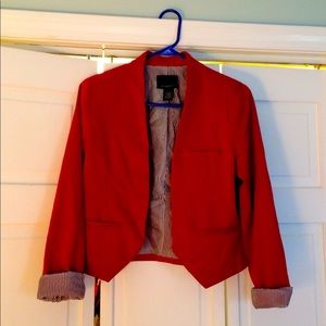 Cynthia Rowley Red Blazer with Inner Pinstripe